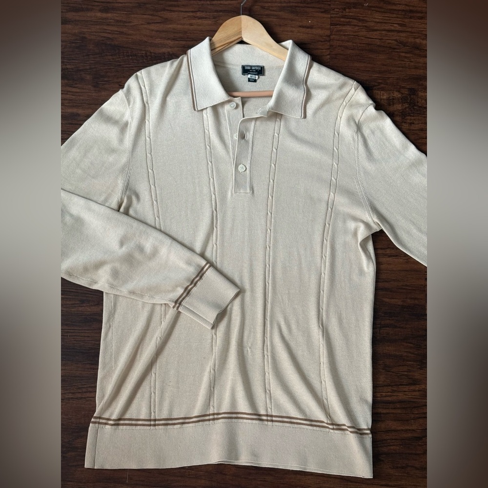 Todd Snyder - Lightweight Cable Tipped Polo Shirt in Bisque (M)